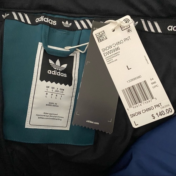 NEW ADIDAS Originals sz L Men's Snow Chino Pants Teal - Picture 4 of 7